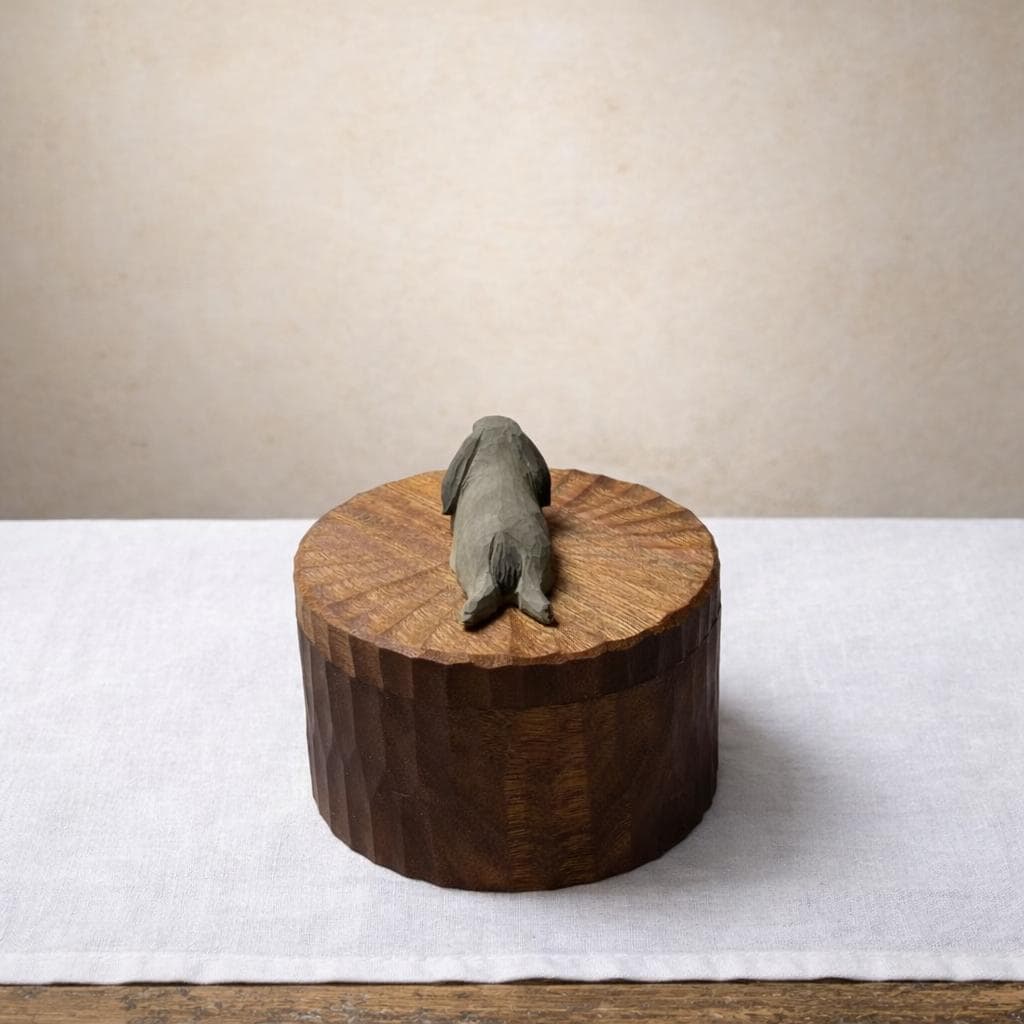 Bespoke Handmade Wooden Rabbit Memorial Ashes Urn: Realistic Bunny Figurine from photo, Pet Memorial Gift, Personalised Keepsake