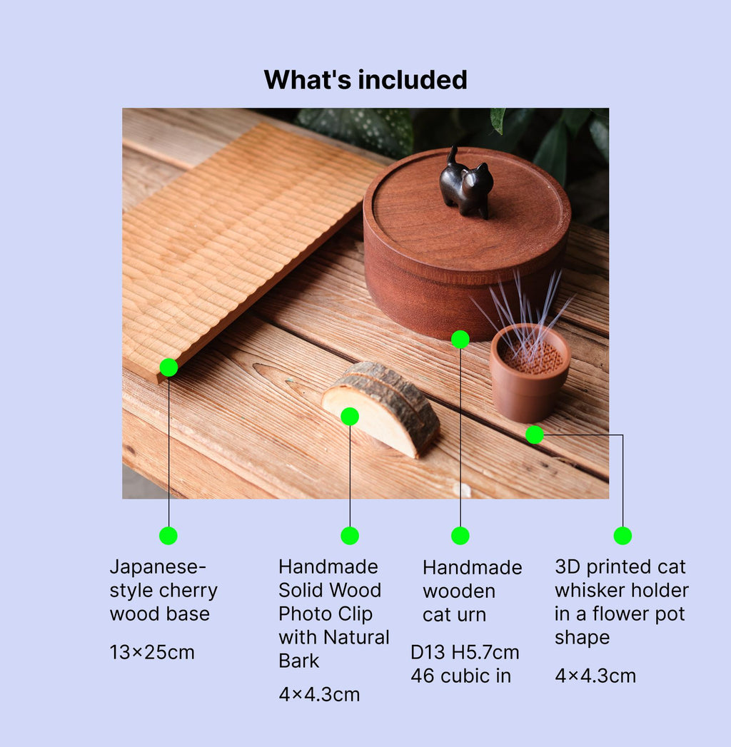 Handmade Cat Urn Memorial Set for Home Decor, Wooden Cat Ashes Urn with Whisker Keepsake, Eco Friendly Pet Remembrance Box, Per Loss Gift