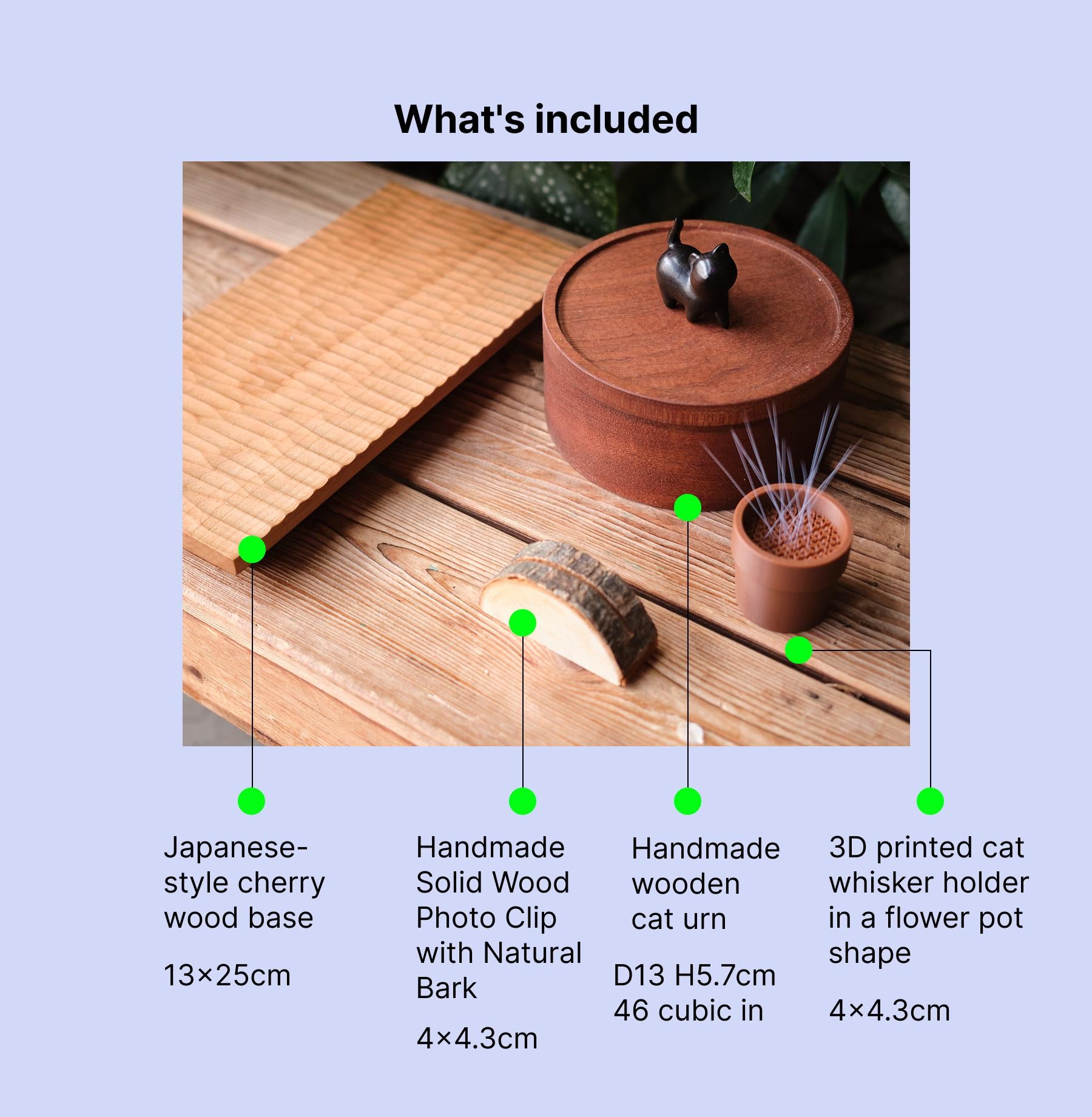 Handmade Cat Urn Memorial Set for Home Decor, Wooden Cat Ashes Urn with Whisker Keepsake, Eco Friendly Pet Remembrance Box, Per Loss Gift
