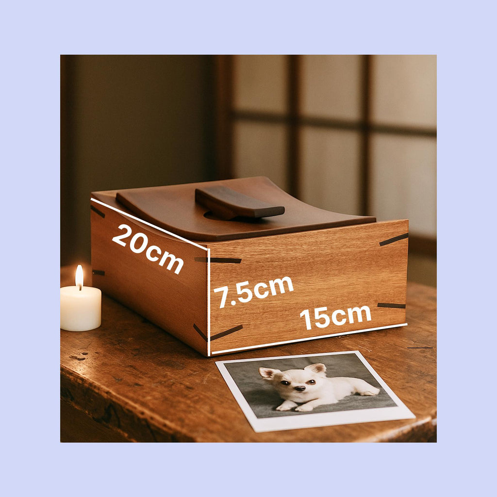 Handmade Japanese Walnut Wooden Urn for Small Pet Ashes | Minimalist Curved Lid Memorial Keepsake Gift | Dog Cat Rabbit Cremation Box