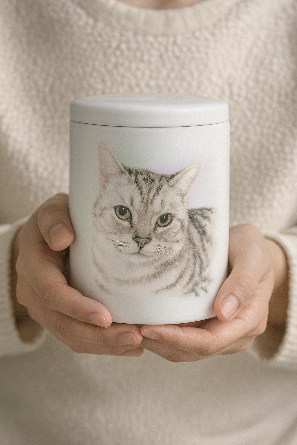 Large Custom Pet Portrait Urn Hand Painted Ceramic Dog Cat Ashes Jar｜Pets Up to 10 lbs｜Personalized Memorial｜Pet Loss Keepsake｜Cremation Urn