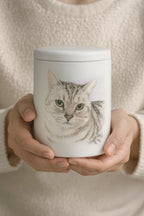 Large Custom Pet Portrait Urn Hand Painted Ceramic Dog Cat Ashes Jar｜Pets Up to 10 lbs｜Personalized Memorial｜Pet Loss Keepsake｜Cremation Urn