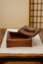 Handmade Japanese Walnut Wooden Urn for Small Pet Ashes | Minimalist Curved Lid Memorial Keepsake Gift | Dog Cat Rabbit Cremation Box