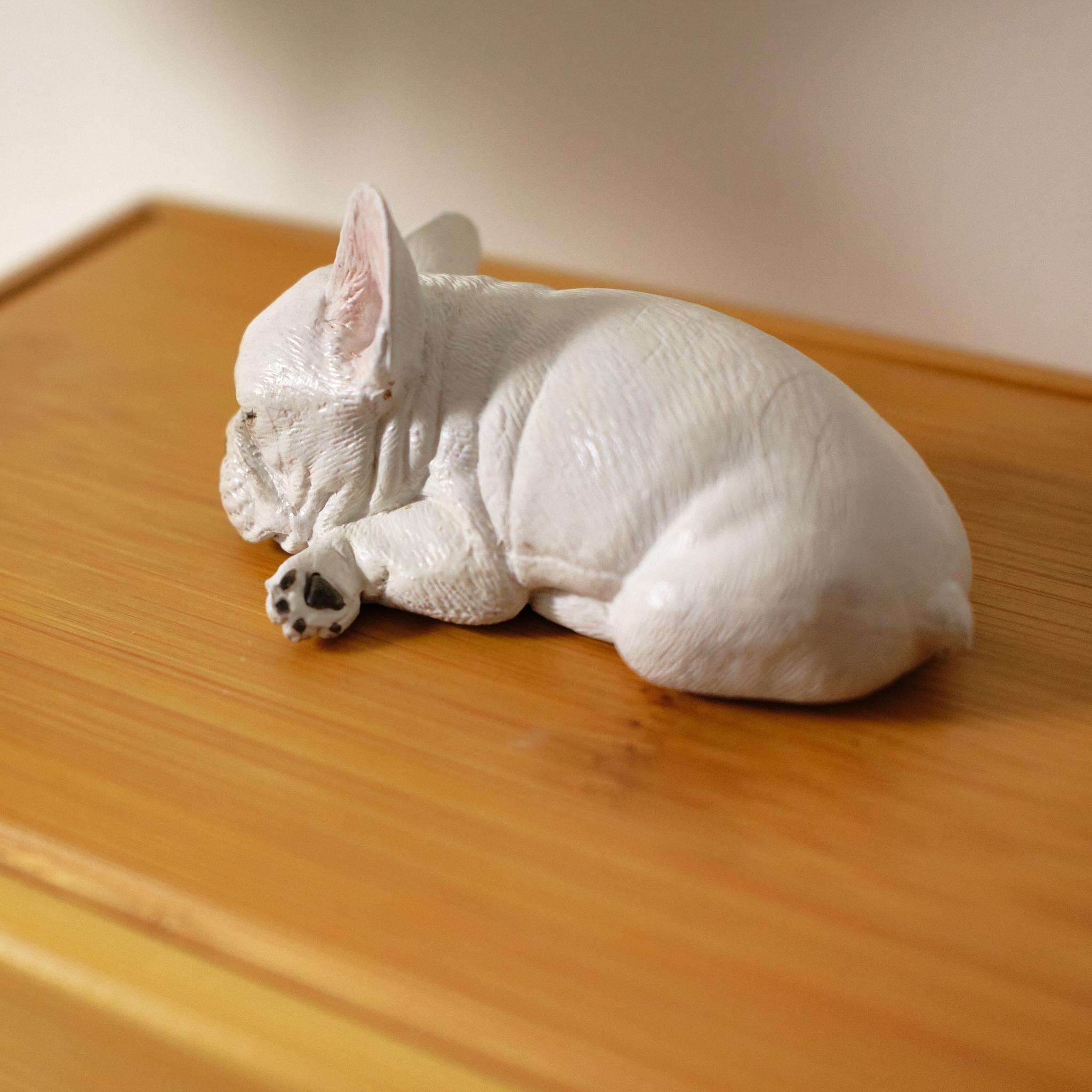 Handmade Dog Bamboo Wooden Urn Box, with Pe Polymer Clay Sculpture from Photo, Personalised Eco Friendly Pet Memorial Keepsake Gift