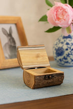Small Rustic Wooden Bark Pet Memorial Box｜Metal Clasp｜Eco Keepsake Urn for Ashes Hair Teeth｜Custom Laser Engraving｜Small Animal Cremation