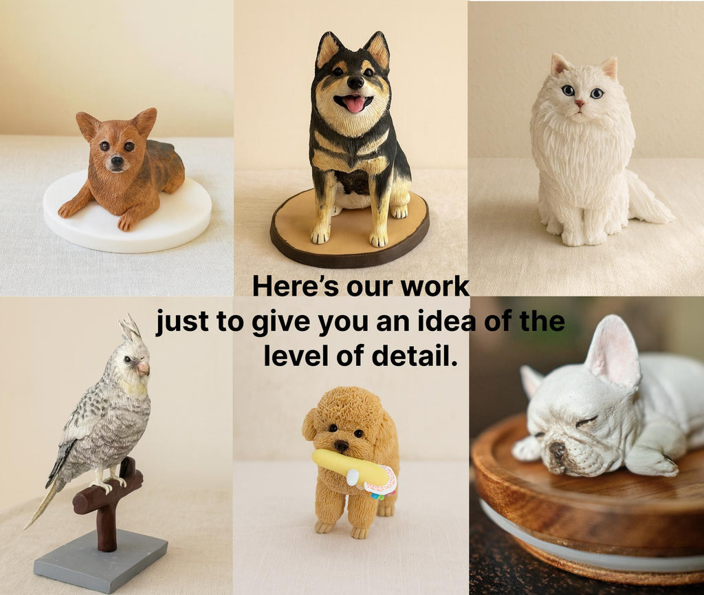 Custom Dog Polymer Clay Sculpture from Photo with Large Bamboo Wooden Urn Box, Handmade Eco Friendly Pet Memorial Keepsake Gift