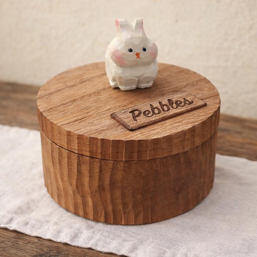 Handmade Wooden Rabbit Memorial Urn: Realistic Bunny Keepsake Box from Photo, Pet Memorial Gift, Pet Personalised Keepsake, Jewellery Box
