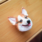 Handcrafted Bamboo Dog Memorial Urn with Realistic Plaster Corgi Head from photo, Personalised Pet Keepsake, Eco Friendly Dog Loss Gift