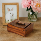 Handmade Japanese Walnut Wooden Urn for Small Pet Ashes | Minimalist Curved Lid Memorial Keepsake Gift | Dog Cat Rabbit Cremation Box
