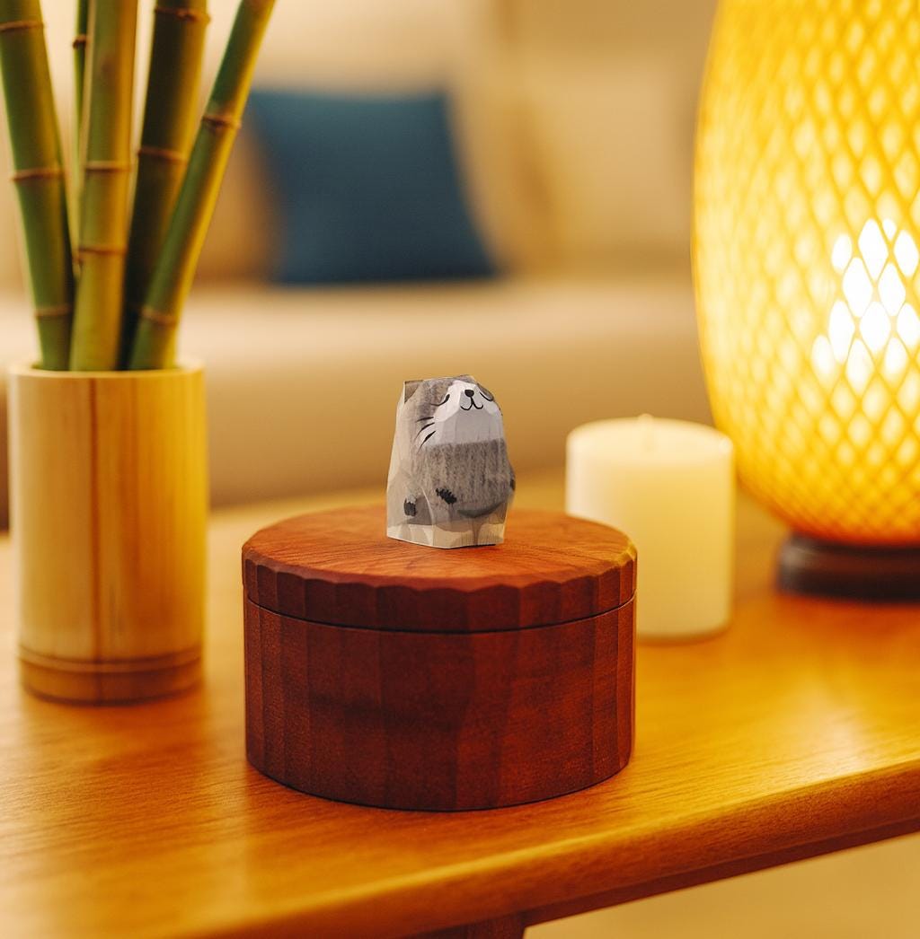 Handmade Wooden Cat Memorial Urn: Grey Tabby Figurine Keepsake by photo, pet memorial gift, pet personalised keepsake, Jewellery, Tea Jar