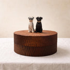 Custom Dog Pose Wooden Urn with Hand Carved Figurine, Small & Large Pet Memorial Urn, Personalised Natural Wood Ashes Box