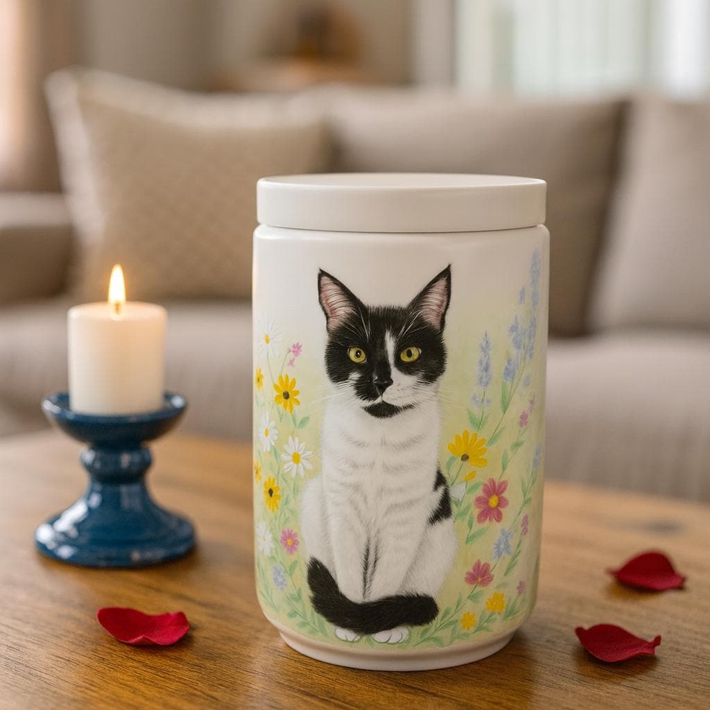 Large Custom Pet Portrait Urn | Hand-Painted Ceramic Ashes Jar｜Up to 10lbs ｜Pet Personalised Memorial Gift | Pet Loss Keepsake Urn