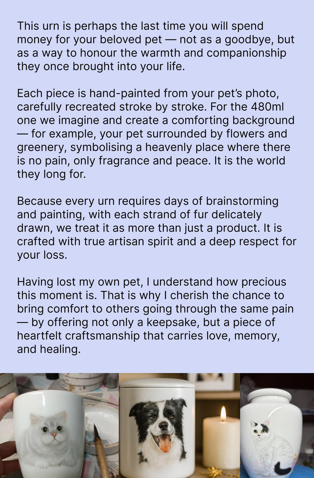 Large Custom Pet Portrait Urn Hand Painted Ceramic Dog Cat Ashes Jar｜Pets Up to 10 lbs｜Personalized Memorial｜Pet Loss Keepsake｜Cremation Urn