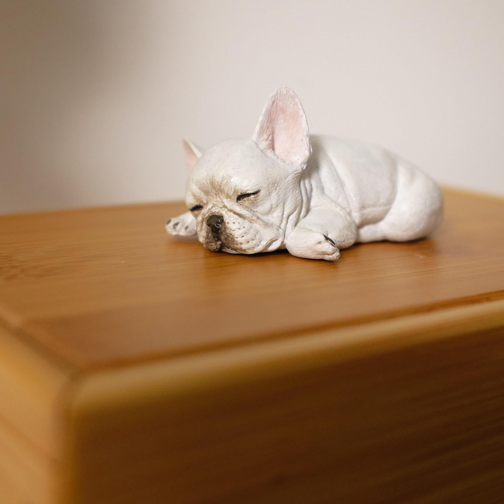 Handmade Dog Bamboo Wooden Urn Box, with Pe Polymer Clay Sculpture from Photo, Personalised Eco Friendly Pet Memorial Keepsake Gift
