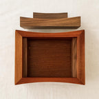 Handmade Japanese Walnut Wooden Urn for Small Pet Ashes | Minimalist Curved Lid Memorial Keepsake Gift | Dog Cat Rabbit Cremation Box