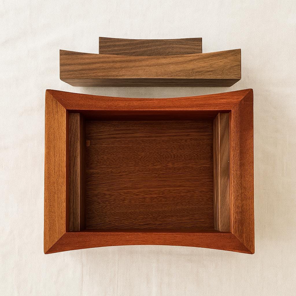 Handmade Japanese Walnut Wooden Urn for Small Pet Ashes | Minimalist Curved Lid Memorial Keepsake Gift | Dog Cat Rabbit Cremation Box