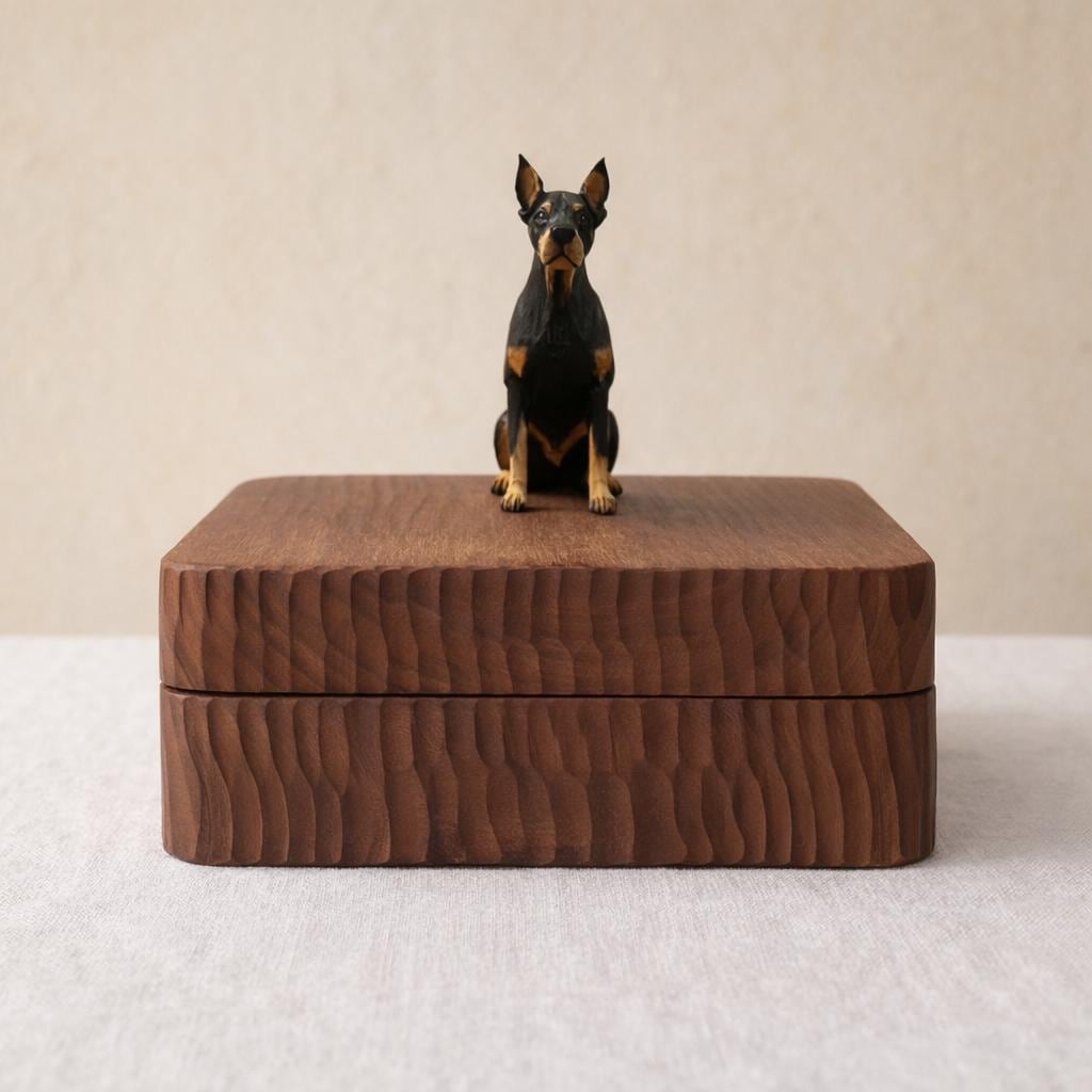 Handmade Large Wooden Dog Urn for Ashes up to 110lbs, Bespoke Dog Figurine by Photo, Laser engraving, Eco-Friendly Pet Loss Keepsake Gift