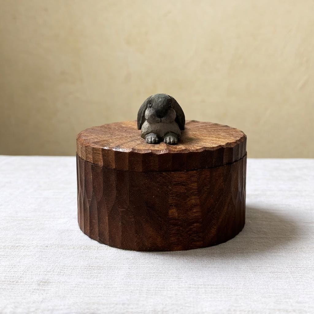 Bespoke Handmade Wooden Rabbit Memorial Ashes Urn: Realistic Bunny Figurine from photo, Pet Memorial Gift, Personalised Keepsake