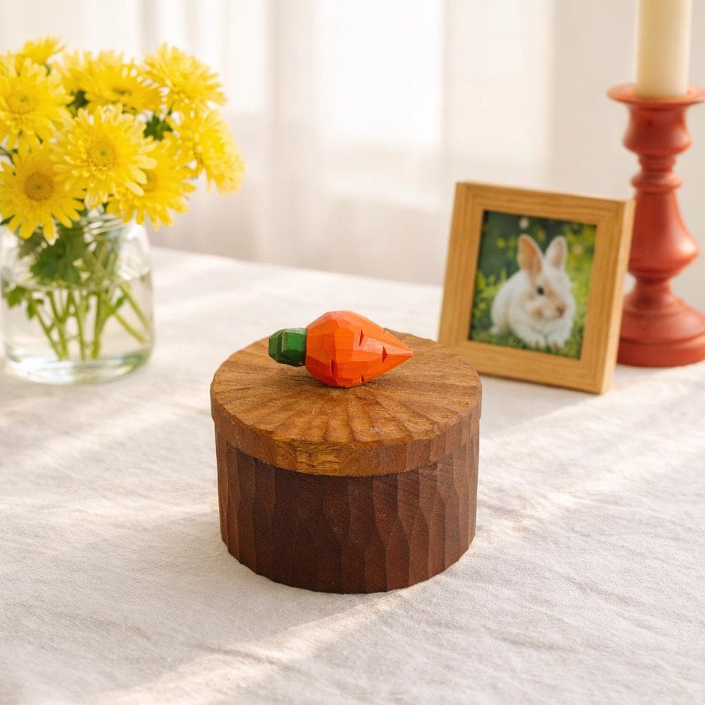 Handmade Wooden Pet Ashes Urn: Custom Carrot Keepsake Box by photo, Rabbit and Cat Memorial Gift, Pet Personalised Keepsake, Jewelry Box