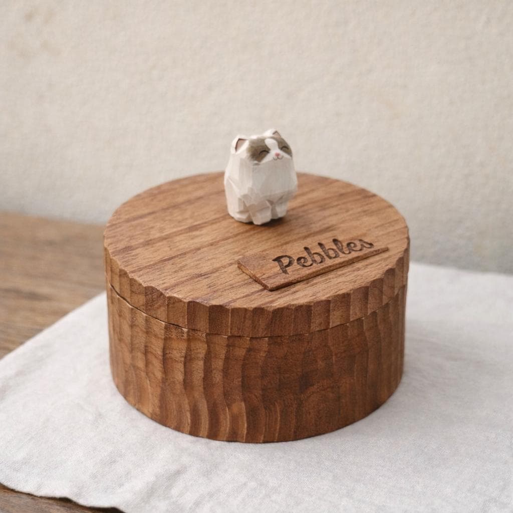 Handmade Wooden Cat Memorial Urn: Ragdoll Figurine Keepsake by photo, pet memorial gift, pet personalised keepsake, Jewellery box