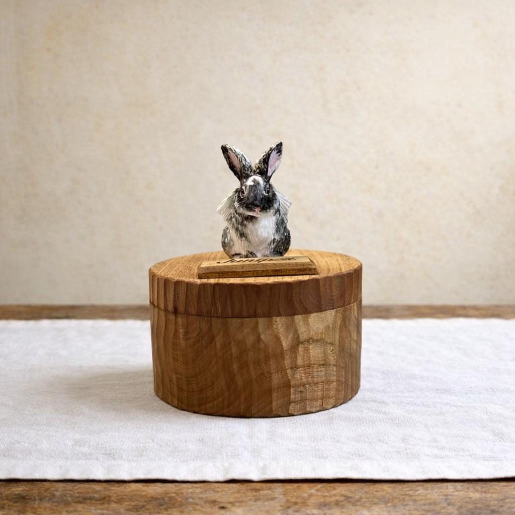 Handmade Wooden Rabbit Memorial Urn: Realistic Bunny Keepsake Box from Photo, Pet Memorial Gift, Pet Personalised Keepsake, Jewellery Box