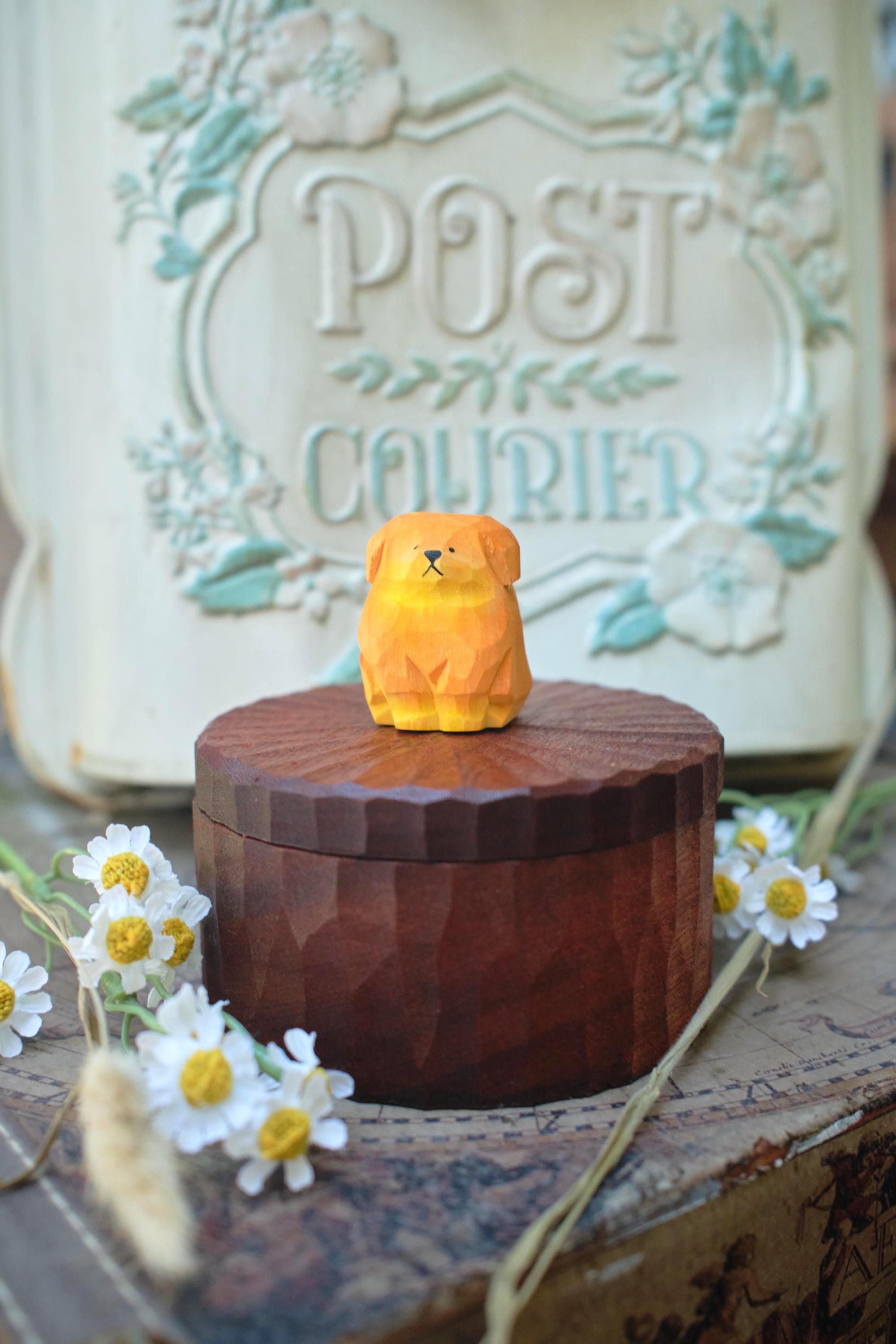 Handmade Wooden Dog Ashes Urn: Custom Dog Figurine by photo, Pet Memorial Gift, Natural Pet Personalised Keepsake, Jewellry Box