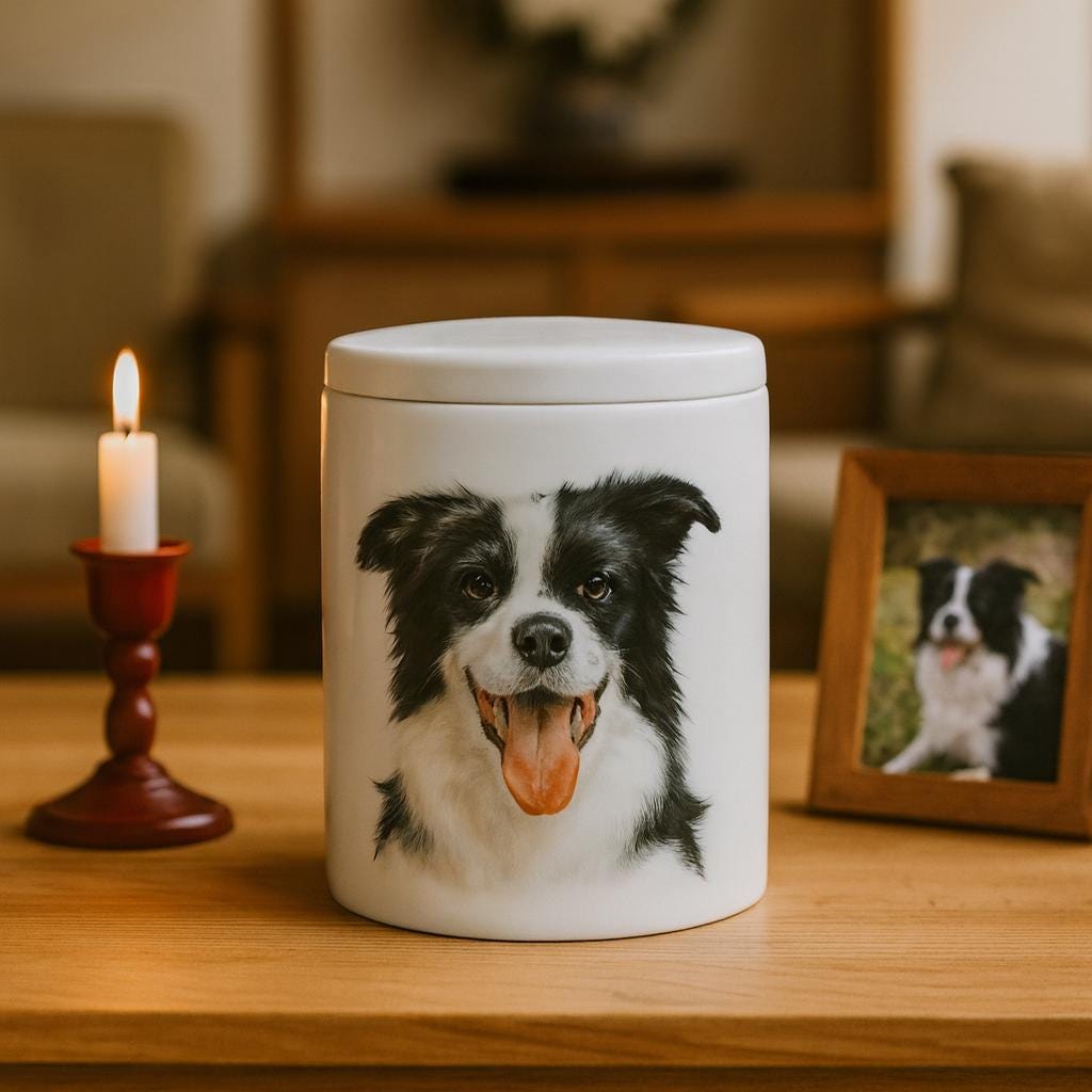 Large Custom Pet Portrait Urn | Hand-Painted Ceramic Ashes Jar｜Up to 10lbs ｜Pet Personalised Memorial Gift | Pet Loss Keepsake Urn