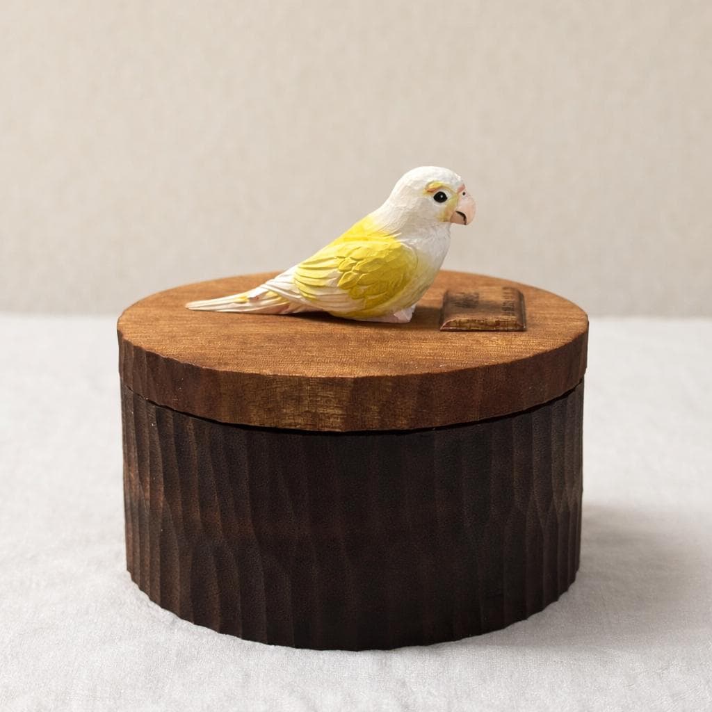Handmade Wooden Bird, Parrot and Canary Memorial Urn: Custom Pet Figurine Keepsake from photo, pet memorial gift, pet personalised box