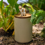 Handmade Pet Urn with Personalised Clay Figurine from Photo,  Ceramic Cat Ashes Jar with wood lid, Memorial Keepsake, Custom Cremation Gift