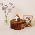 Handmade Wooden Cat Memorial Urn: Stylistic Painted Car Figurine Keepsake by photo, pet memorial gift, pet personalised keepsake
