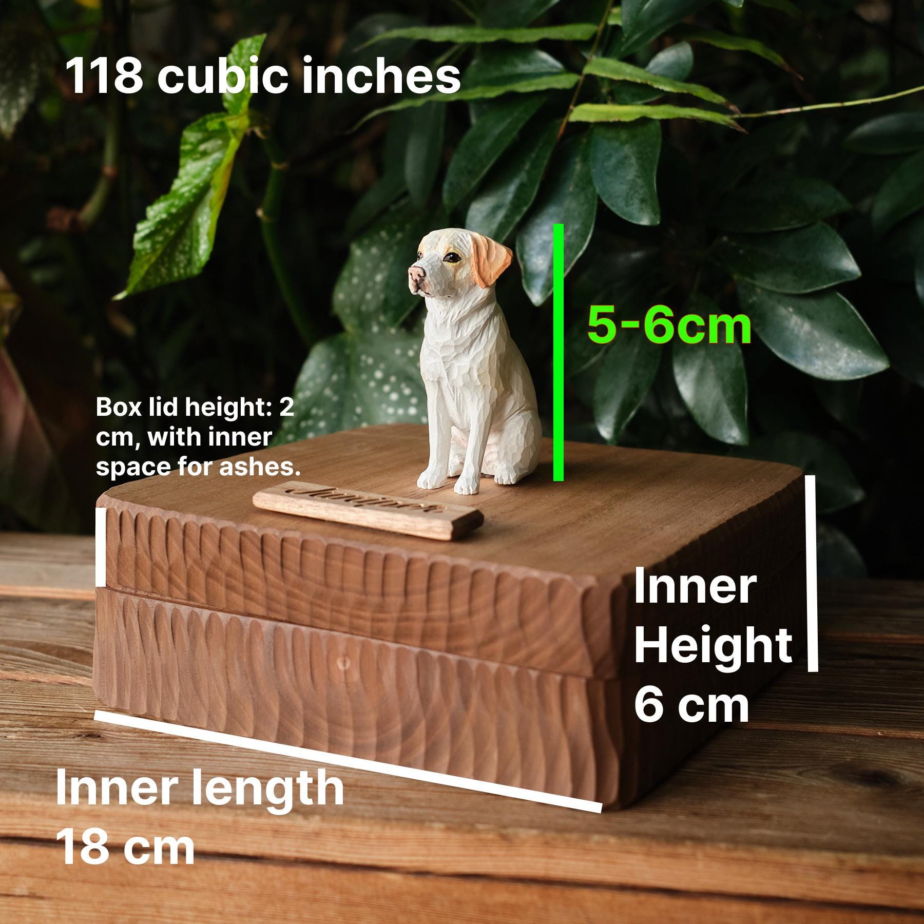 Handmade Large Wooden Dog Urn for Ashes up to 110lbs, Bespoke Dog Figurine by Photo, Laser engraving, Eco-Friendly Pet Loss Keepsake Gift
