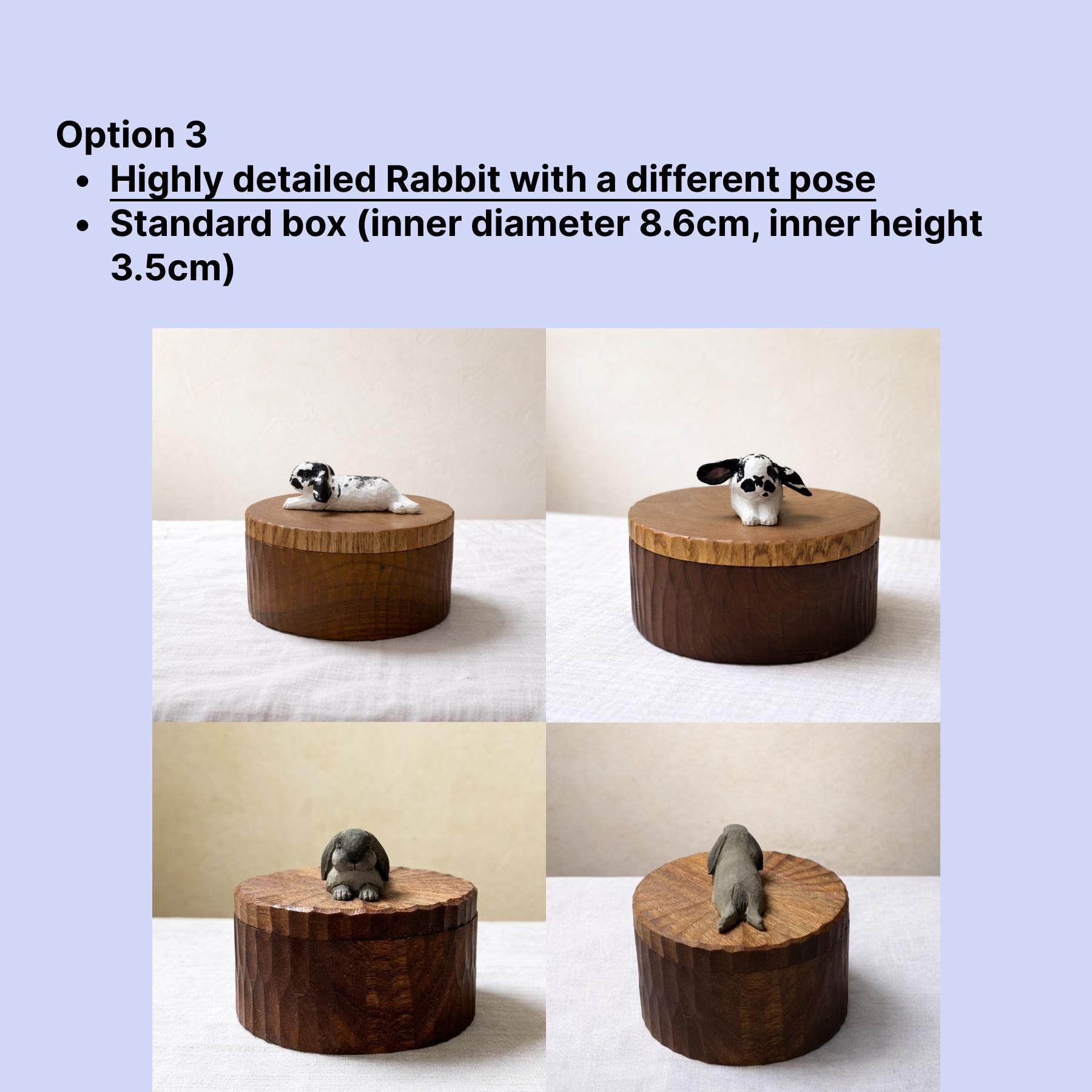 Bespoke Handmade Wooden Rabbit Memorial Ashes Urn: Realistic Bunny Figurine from photo, Pet Memorial Gift, Personalised Keepsake