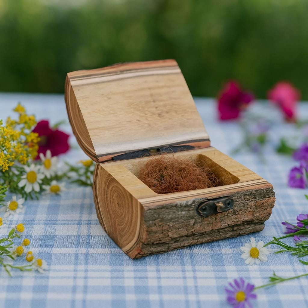 Small Rustic Wooden Bark Pet Memorial Box｜Metal Clasp｜Eco Keepsake Urn for Ashes Hair Teeth｜Custom Laser Engraving｜Small Animal Cremation