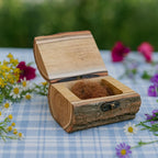 Small Rustic Wooden Bark Pet Memorial Box｜Metal Clasp｜Eco Keepsake Urn for Ashes Hair Teeth｜Custom Laser Engraving｜Small Animal Cremation