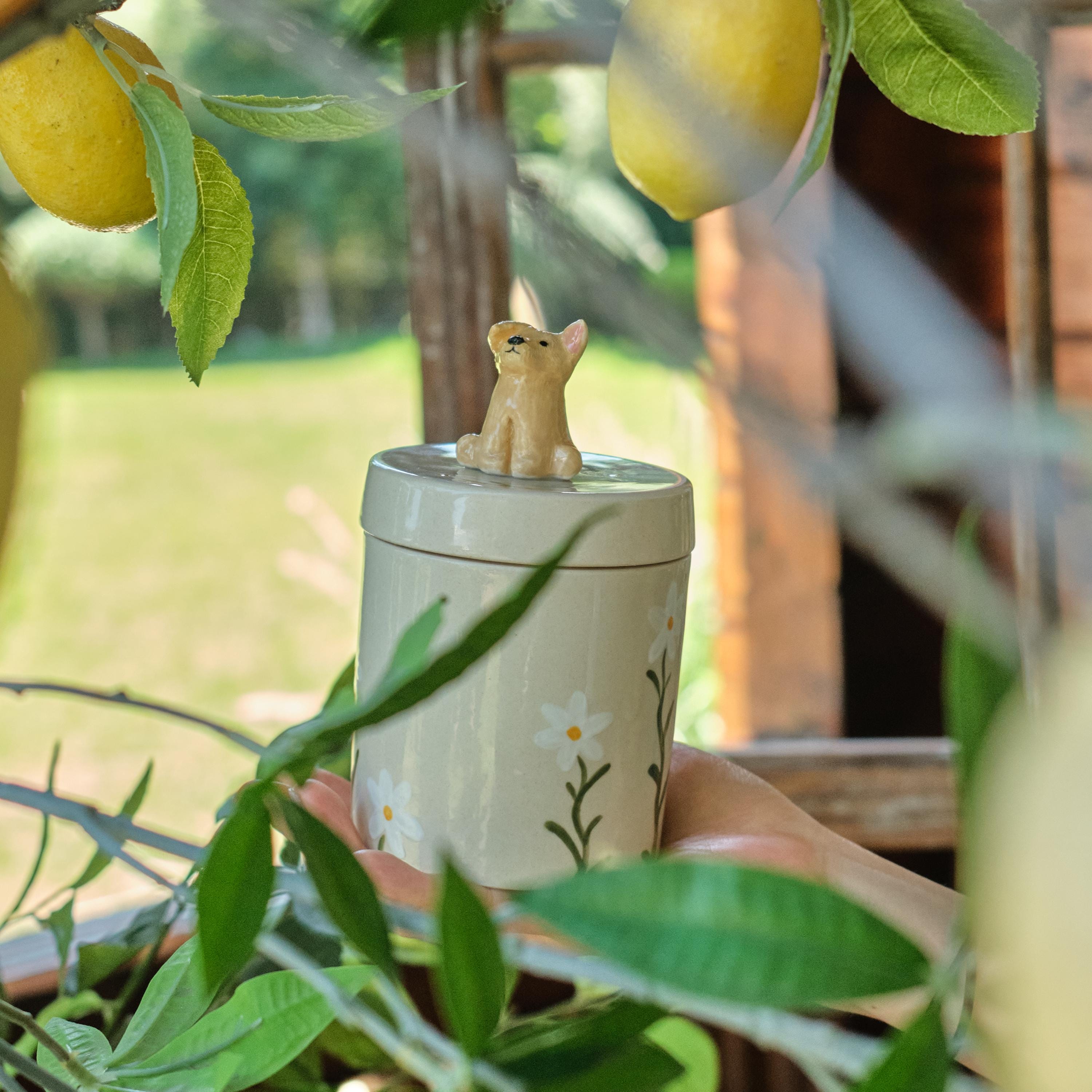 Handmade Ceramic Dog Urn with Figurine | Custom Pet Memorial Gift | Ashes Keepsake Box | Personalised Pet Sculpture｜Tea Container Jar