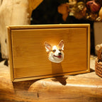 Handcrafted Bamboo Dog Memorial Urn with Realistic Plaster Corgi Head from photo, Personalised Pet Keepsake, Eco Friendly Dog Loss Gift