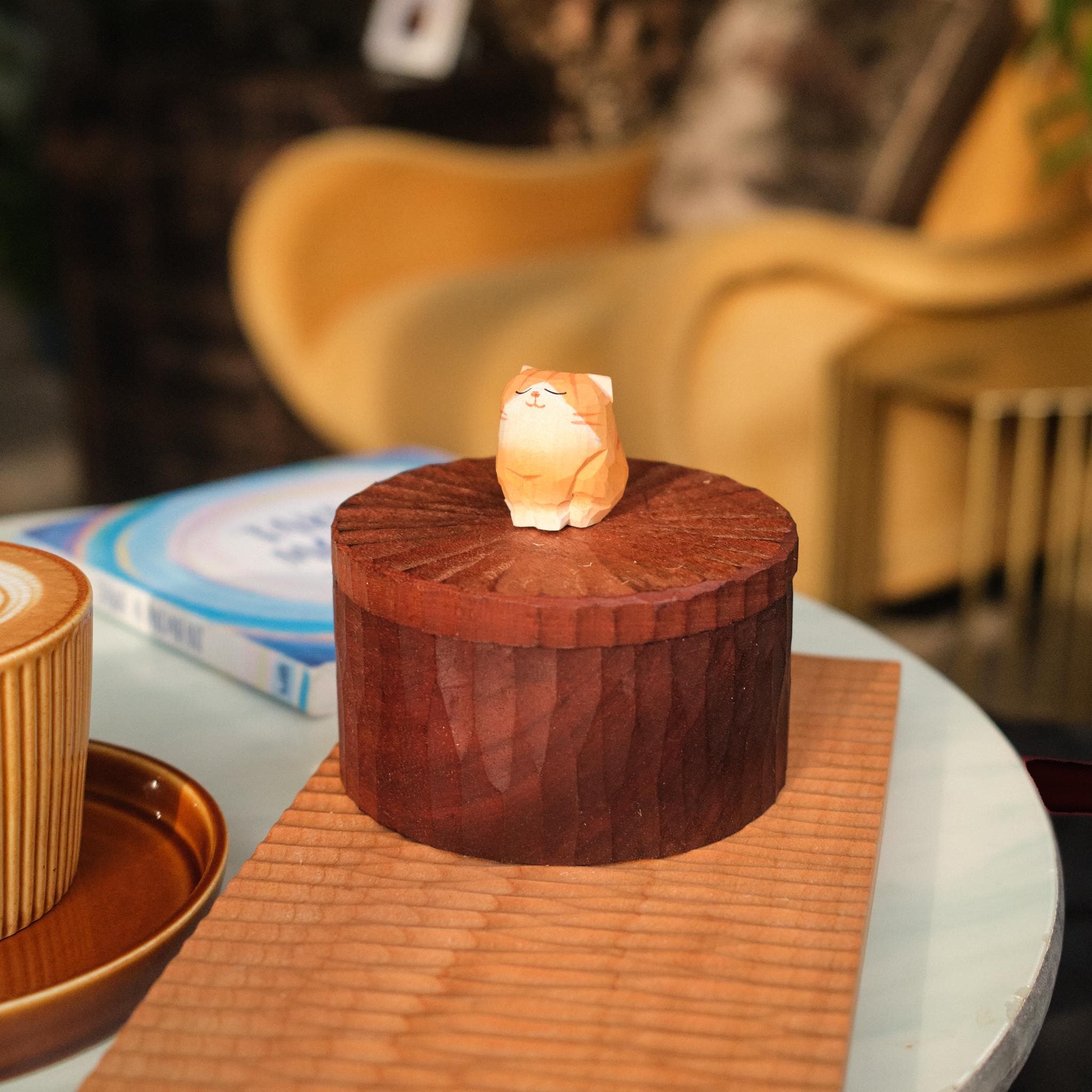 Handmade Wooden Cat Memorial Urn: Orange Tabby Keepsake Box by photo, pet memorial gift, pet personalised keepsake, Jewellery box