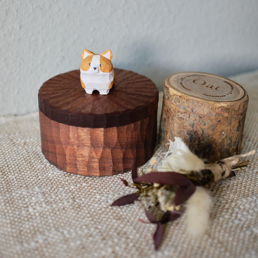 Handmade Wooden Dog Ashes Urn: Custom Corgi Figurine by photo, Natural Pet Memorial Gift, Pet Personalised Keepsake, Jewellry Box, Tea Jar