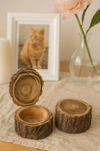 Rustic Wooden Bark Pet Memorial Box | Natural Tree Slice Ashes Urn | Keepsake Memory Trunk Box for Dog Cat Remembrance Gift | Jewellery Pot