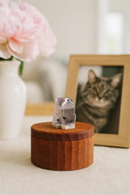 Handmade Wooden Cat Memorial Urn: Grey Tabby Figurine Keepsake by photo, pet memorial gift, pet personalised keepsake, Jewellery, Tea Jar