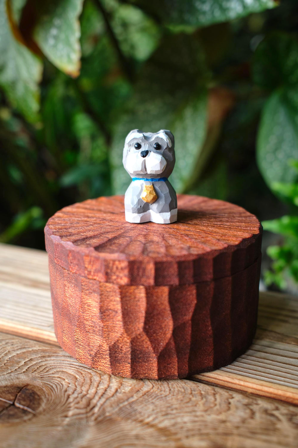 Handmade Wooden Dog Ashes Urn: Custom Schnauzer Figurine by photo, Pet Memorial Gift, Pet Personalised Keepsake, Natural Jewellry Box