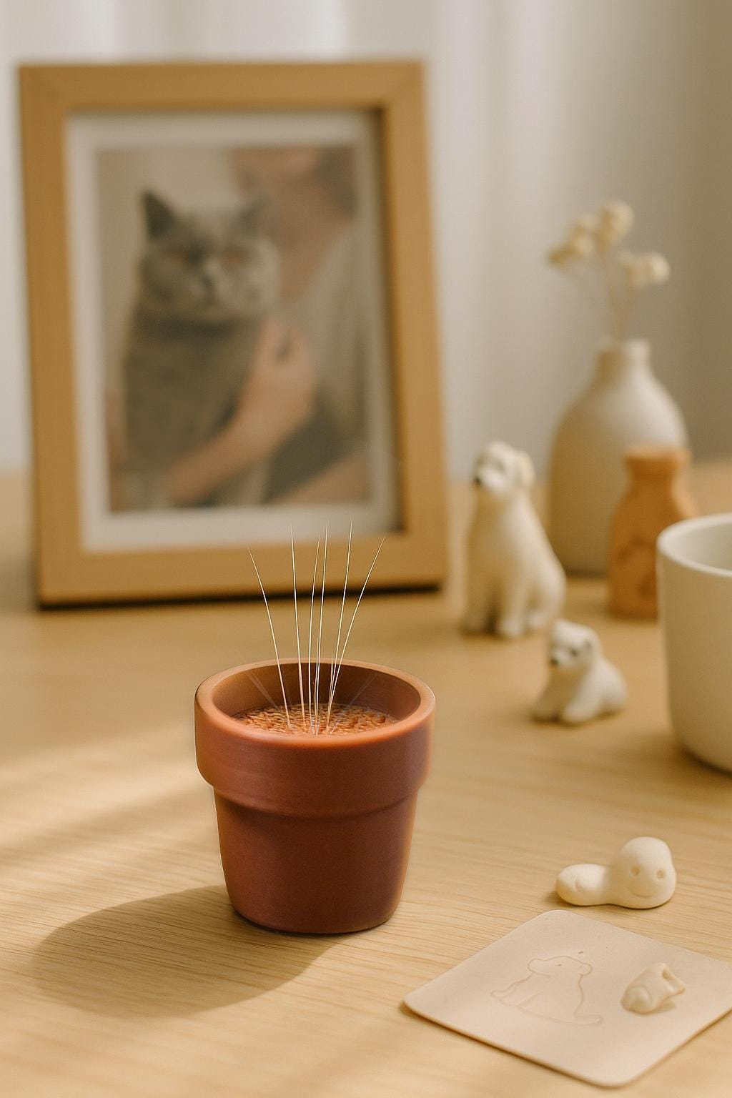 3D Printed Mini Whisker Flower Pot | Pet Memorial Keepsake for Cat Rabbit Whiskers | Unique Remembrance Gift | Decorative Whiskers Holder