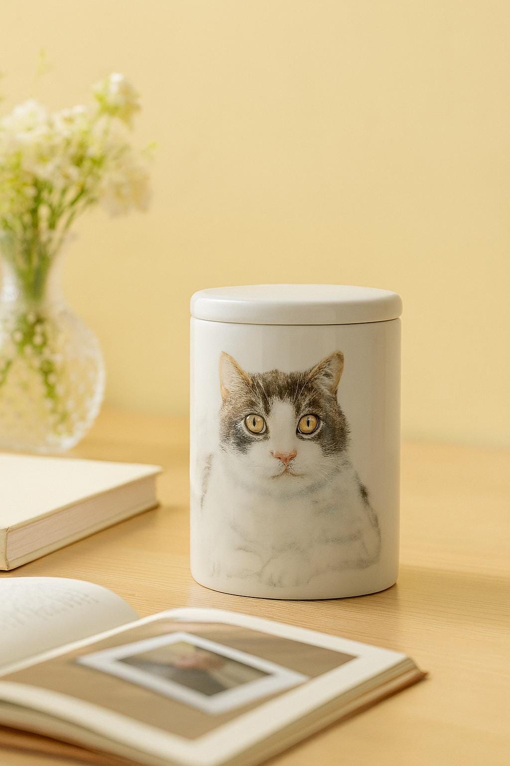 Large Custom Pet Portrait Urn Hand Painted Ceramic Dog Cat Ashes Jar｜Pets Up to 10 lbs｜Personalized Memorial｜Pet Loss Keepsake｜Cremation Urn