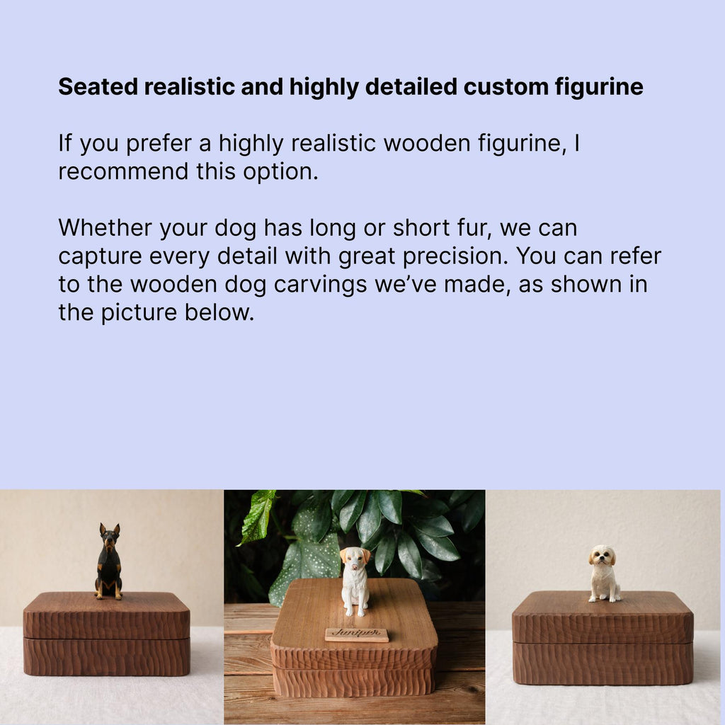 Handmade Large Wooden Dog Urn for Ashes up to 110lbs, Bespoke Dog Figurine by Photo, Laser engraving, Eco-Friendly Pet Loss Keepsake Gift
