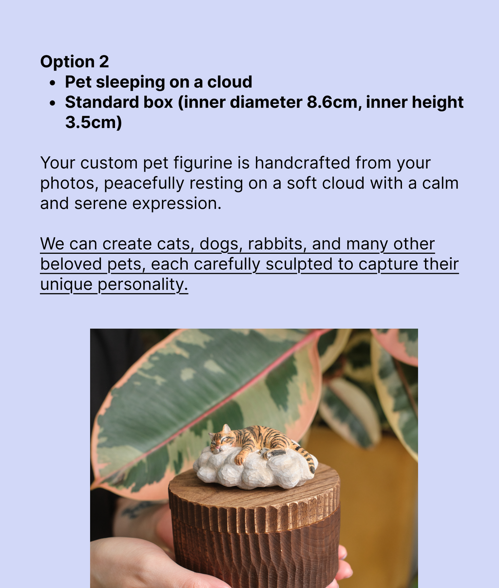 Custom Resting Cat Memorial Urn from Photo, Handmade Wooden Cat Ashes Box, Sleeping Cat on Cloud Pet Keepsake