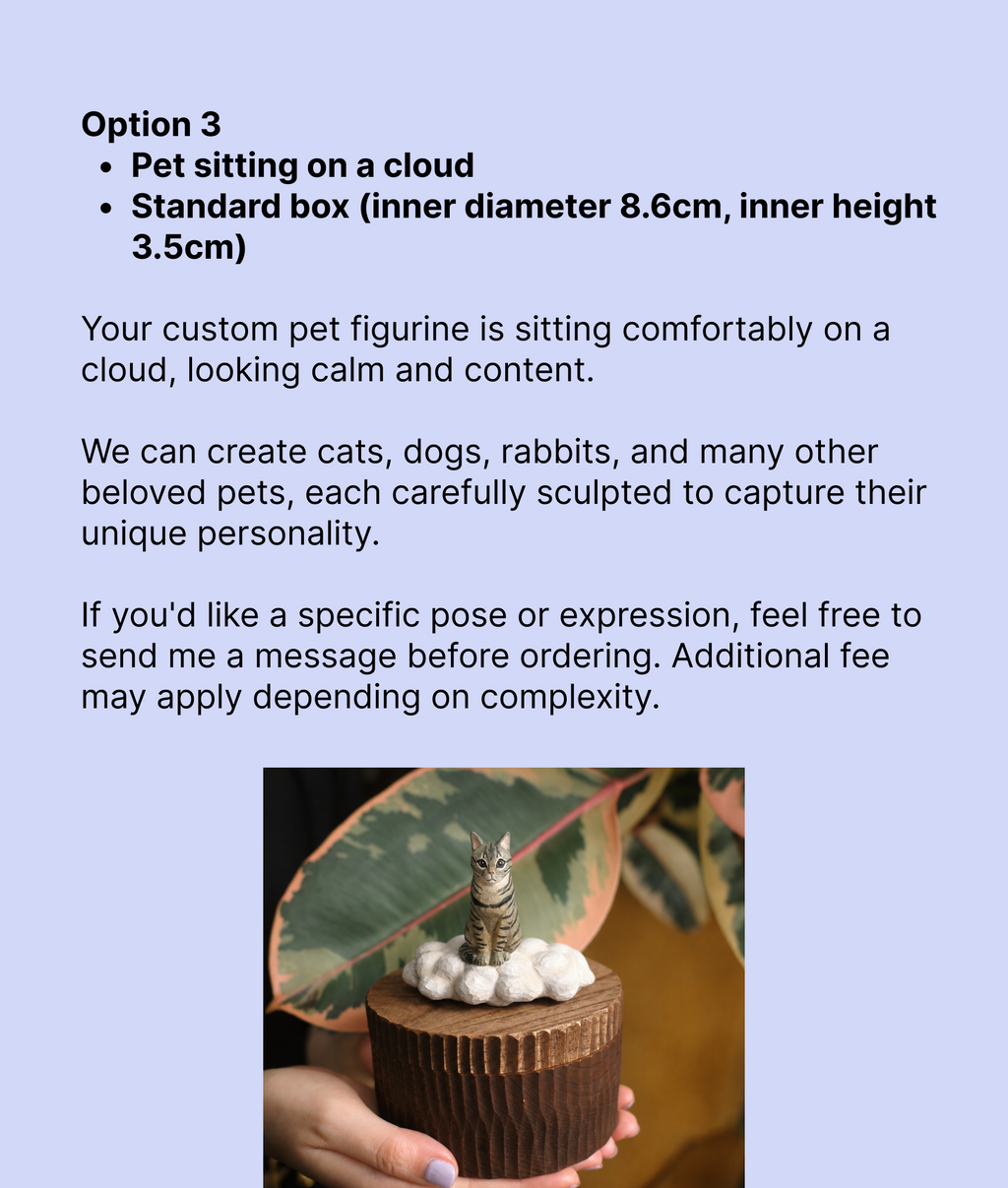 Custom Resting Cat Memorial Urn from Photo, Handmade Wooden Cat Ashes Box, Sleeping Cat on Cloud Pet Keepsake