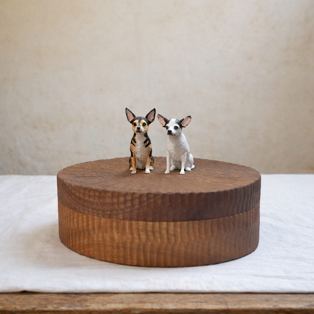 Handmade Wooden Dog Urn｜Small and Large urn | Natural Custom Carved Box with Personalised Dog Figurine From Photo | Pet Keepsake Gift