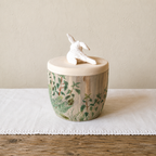 Hand-Painted Floral Rabbit Urn with Handmade Realistic Wooden Bunny Sculpture from Photo, Personalised Pet Memorial, Pet Keepsake Gift