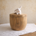 Hand-Painted Floral Rabbit Urn with Handmade Realistic Wooden Bunny Sculpture from Photo, Personalised Pet Memorial, Pet Keepsake Gift