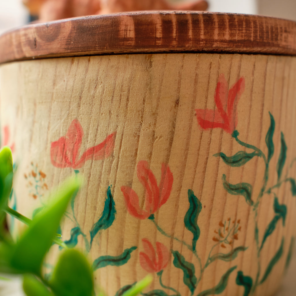 Hand-Painted Floral Rabbit Urn with Handmade Realistic Wooden Bunny Sculpture from Photo, Personalised Pet Memorial, Pet Keepsake Gift